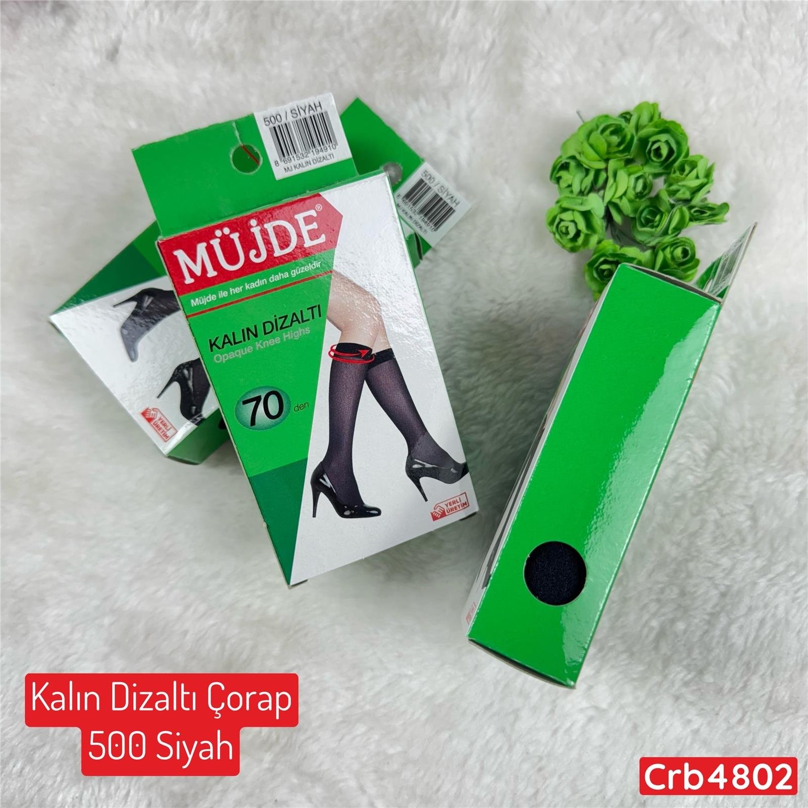KA-021 Kalın Dizaltı Çorap 500 Siyah (70 Denye)