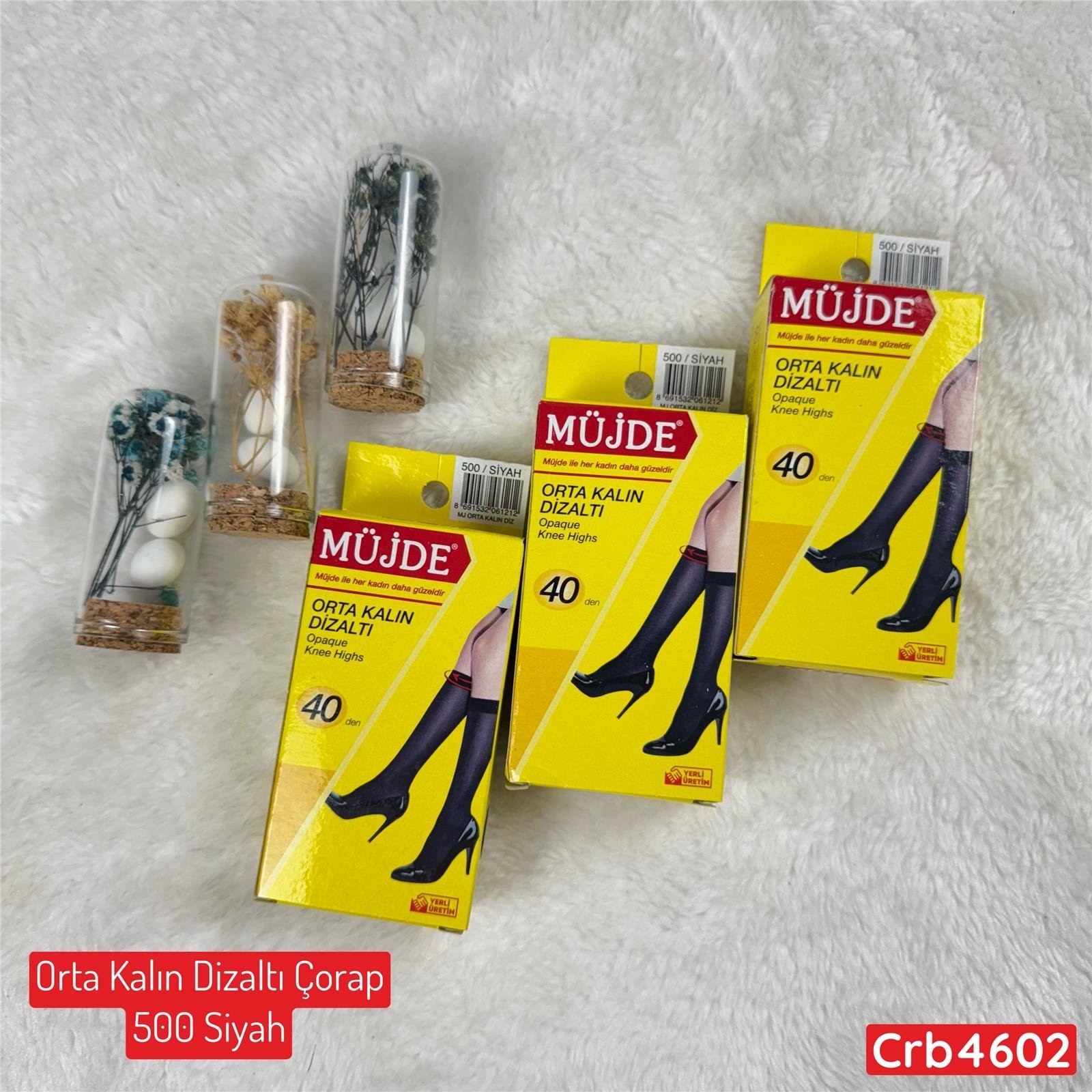 KA-031 Orta Kalın Dizaltı Çorap 500 Siyah (40 Denye)