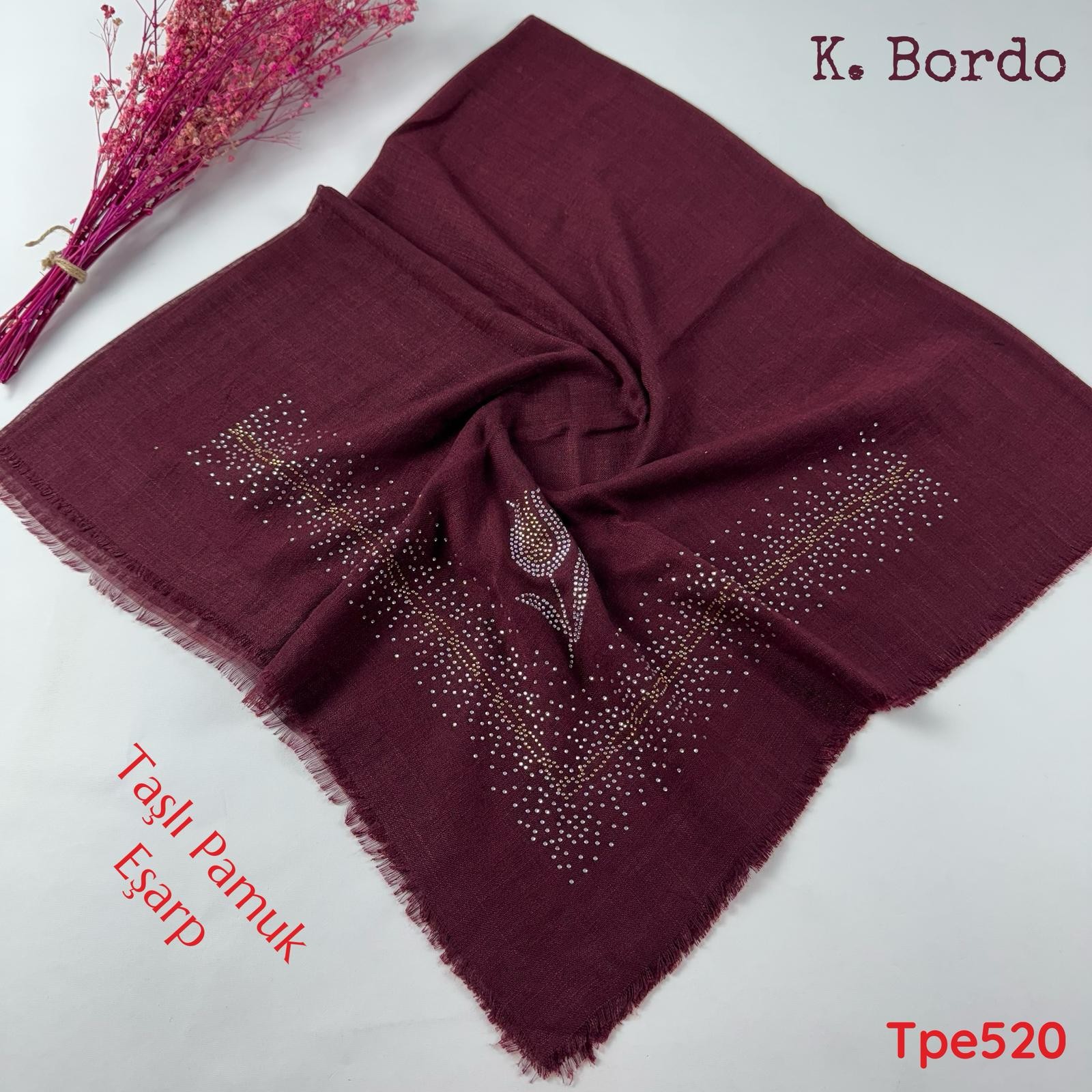 KA-077 Taşlı Pamuk Eşarp