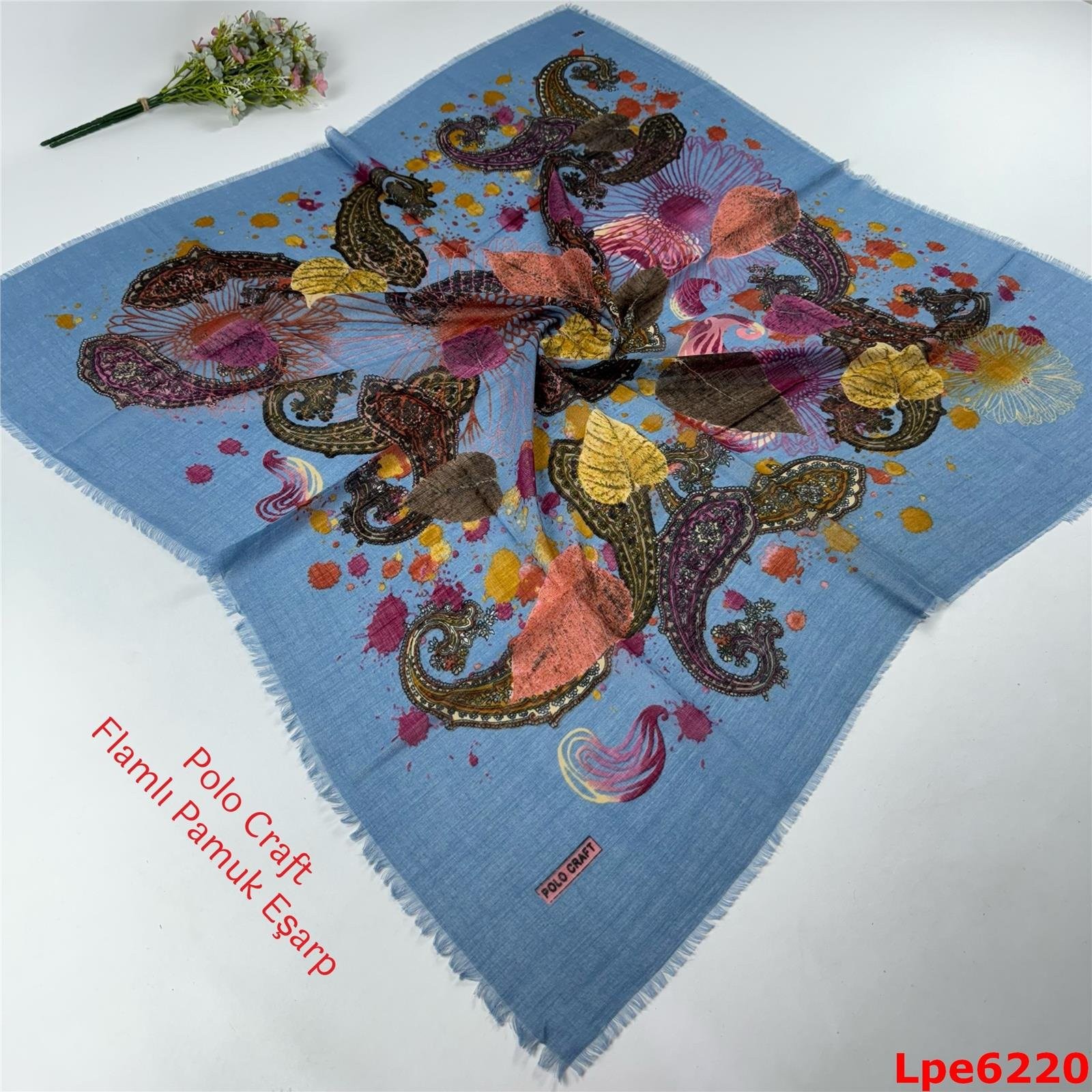 N-055 Polo Craft Flamlı Pamuk Eşarp