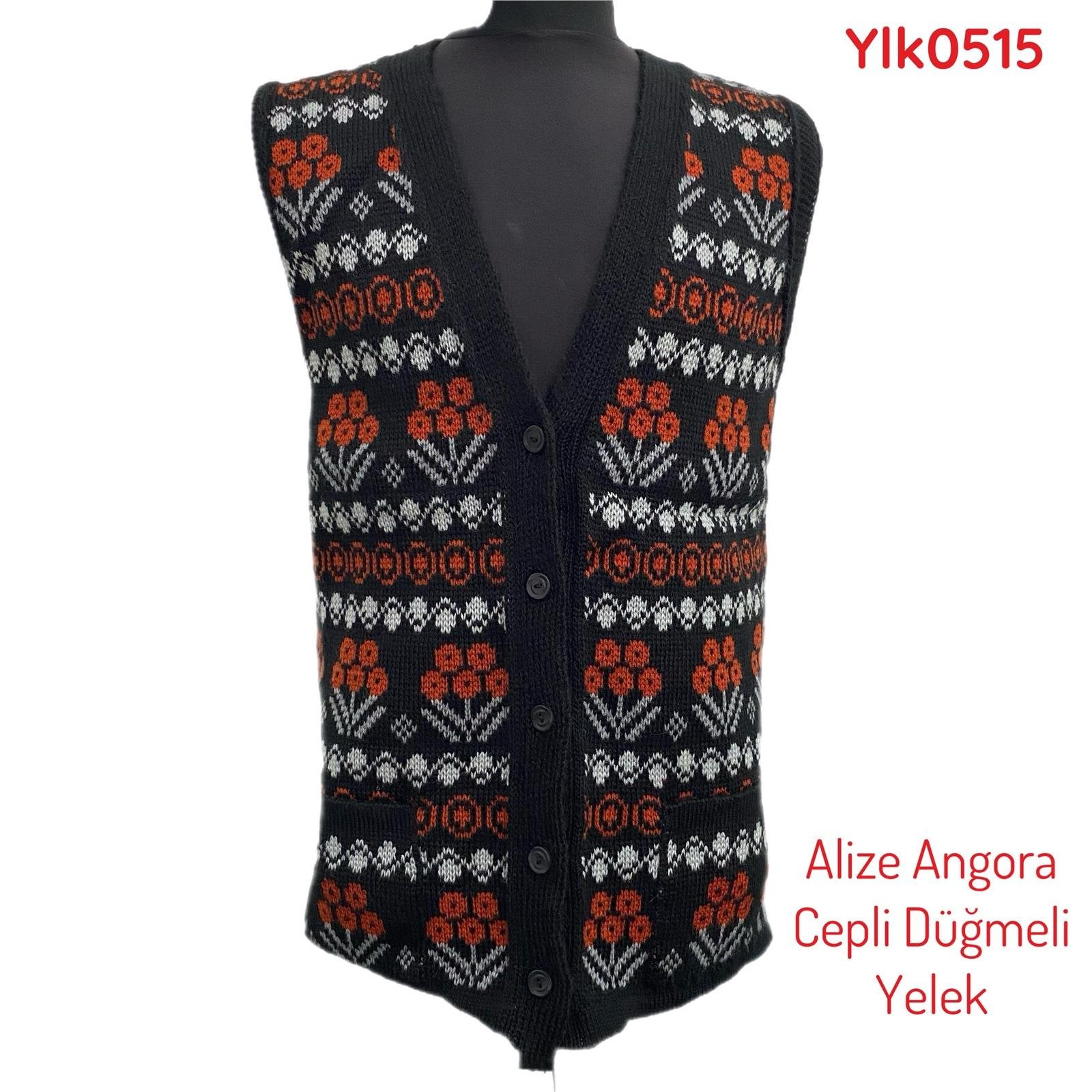 U-393 Alize Angora Cepli Düğmeli Yelek