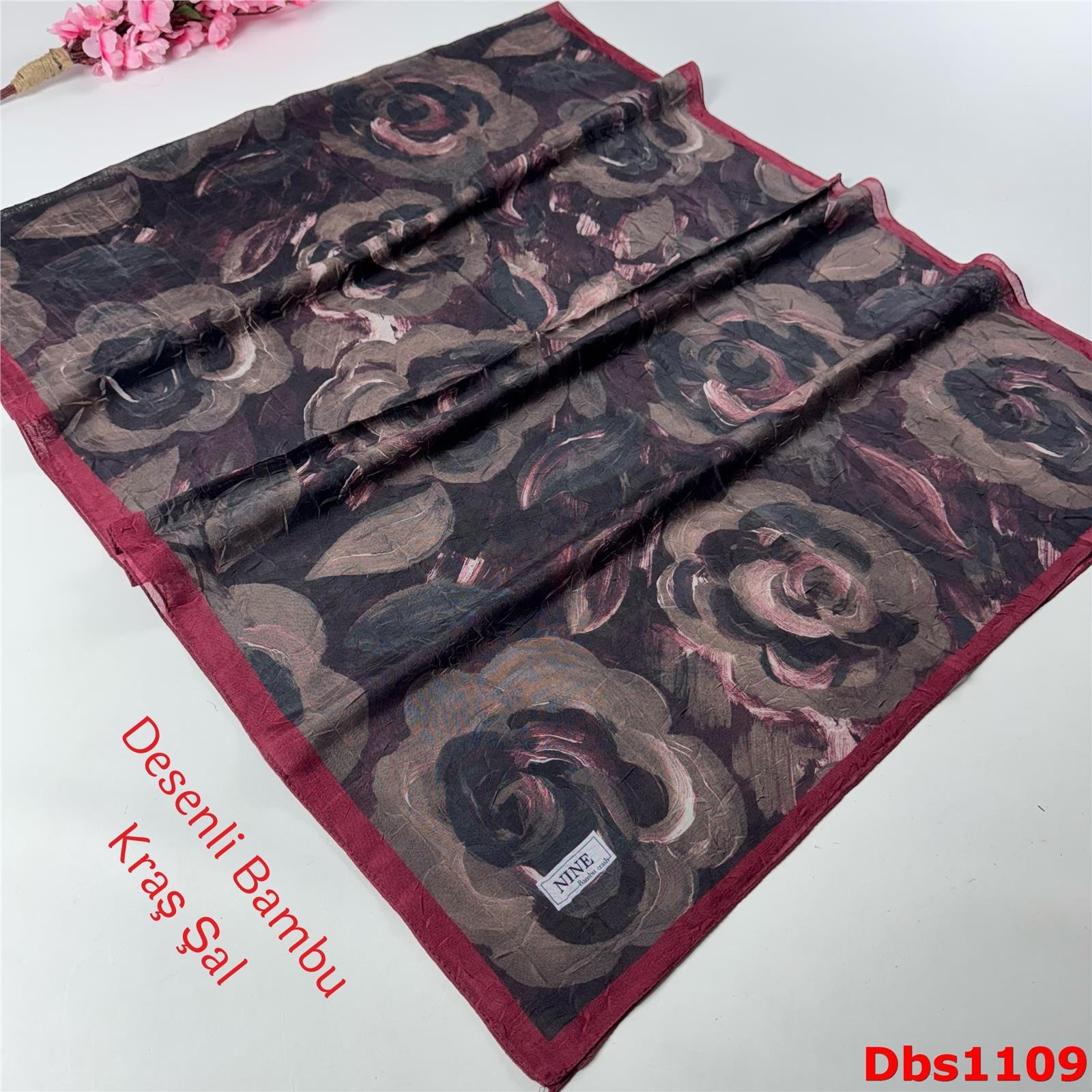ZC-026 Nine Desenli Bambu Kraş Şal