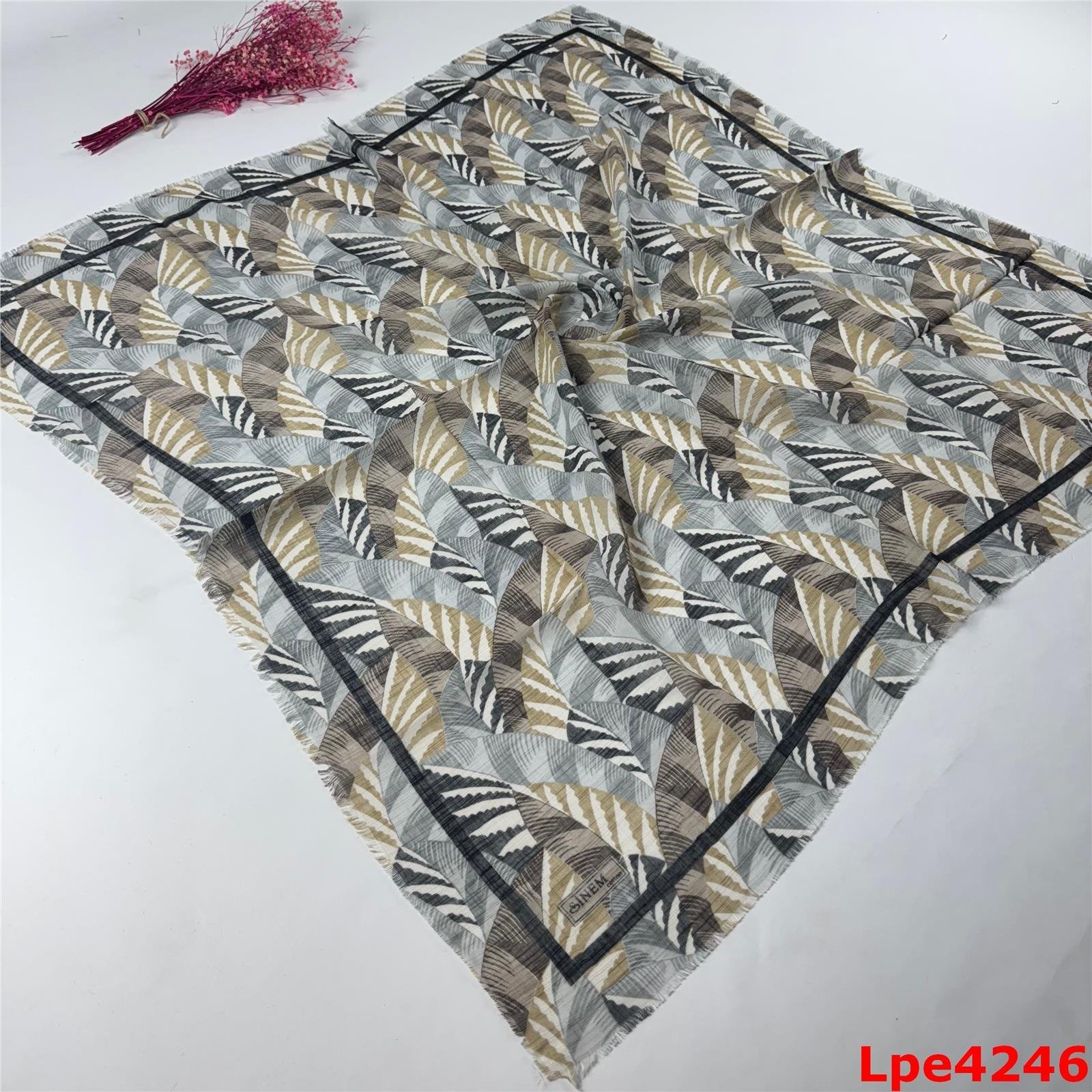 L-046 Flamlı Pamuk Eşarp