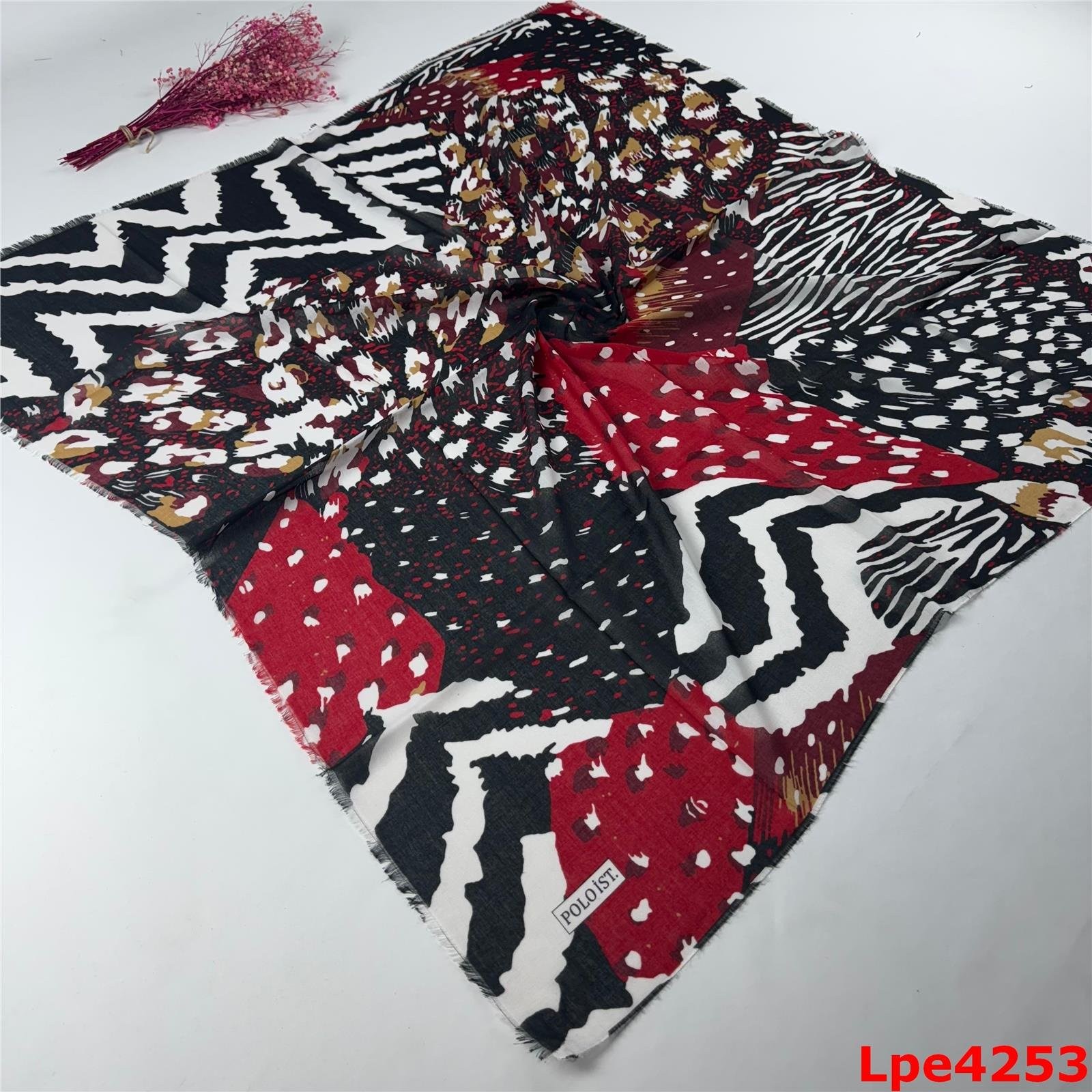 L-053 Flamlı Pamuk Eşarp