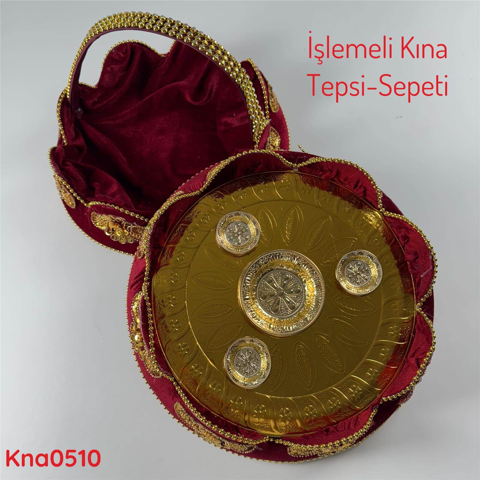 DP-079 İşlemeli Kına Tepsi&Sepeti