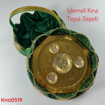 ZV-088 İşlemeli Kına Tepsi&Sepeti