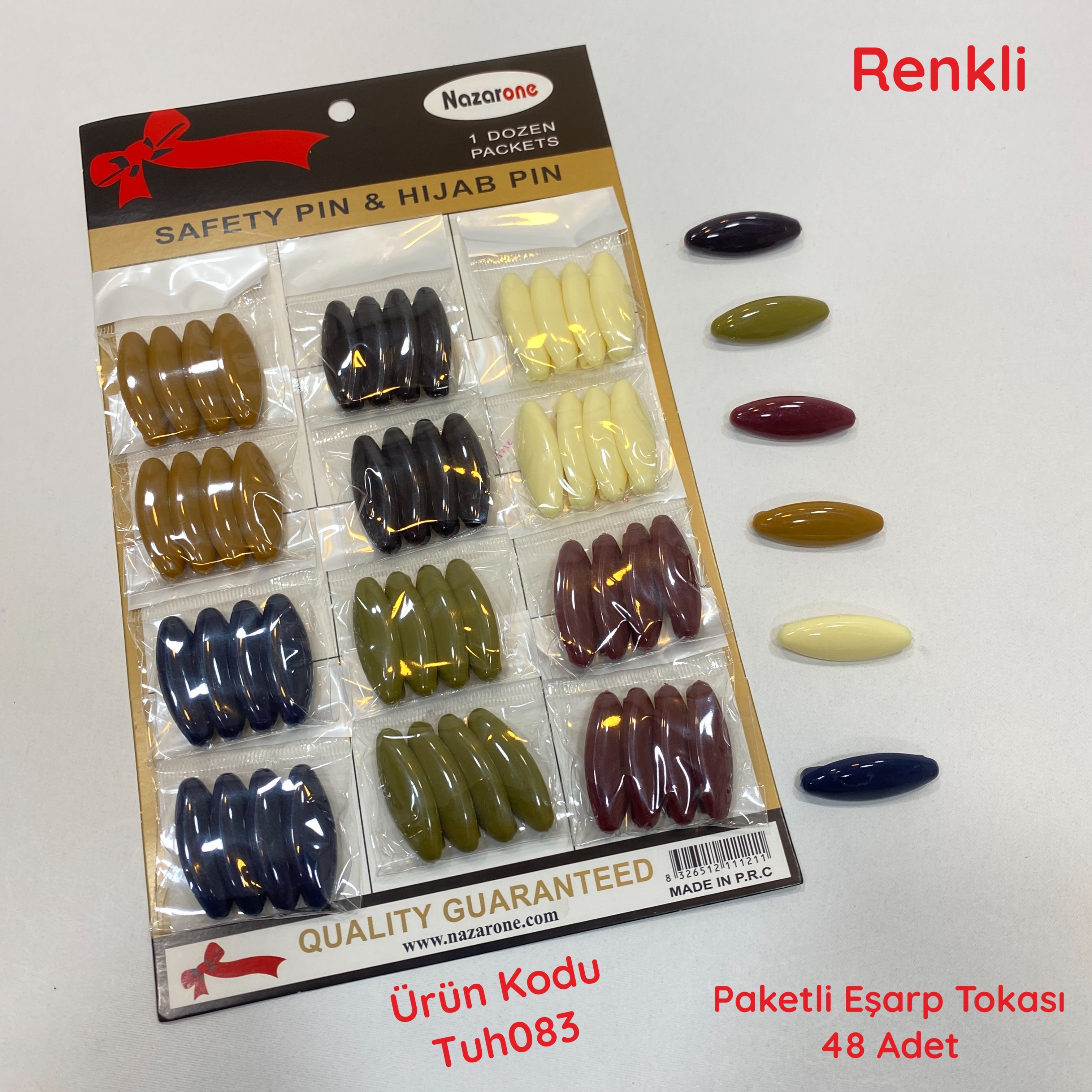 S-066 Paketli Eşarp Tokası 48ad Renkli