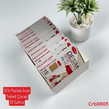 ZV-195 12 Adet Parlak İnce Diza Soket Çorap 51 Sahra (15 Denye )