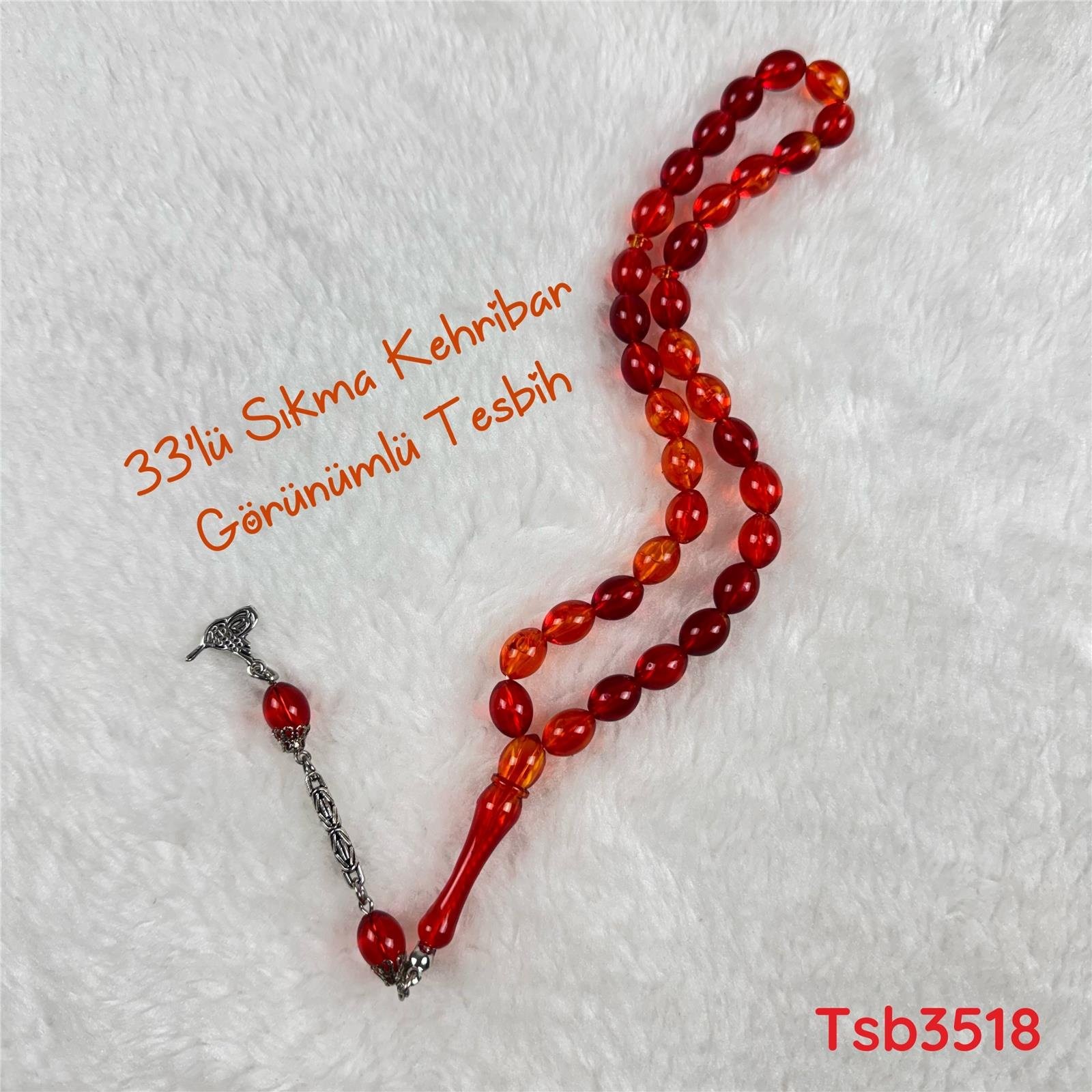 V-335 Sıkma Kehribar Görünümlü 33lü Tesbih