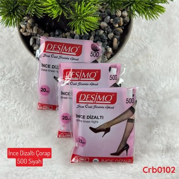 H-102 İnce Dizaltı Çorap 500 Siyah (20 Denye)
