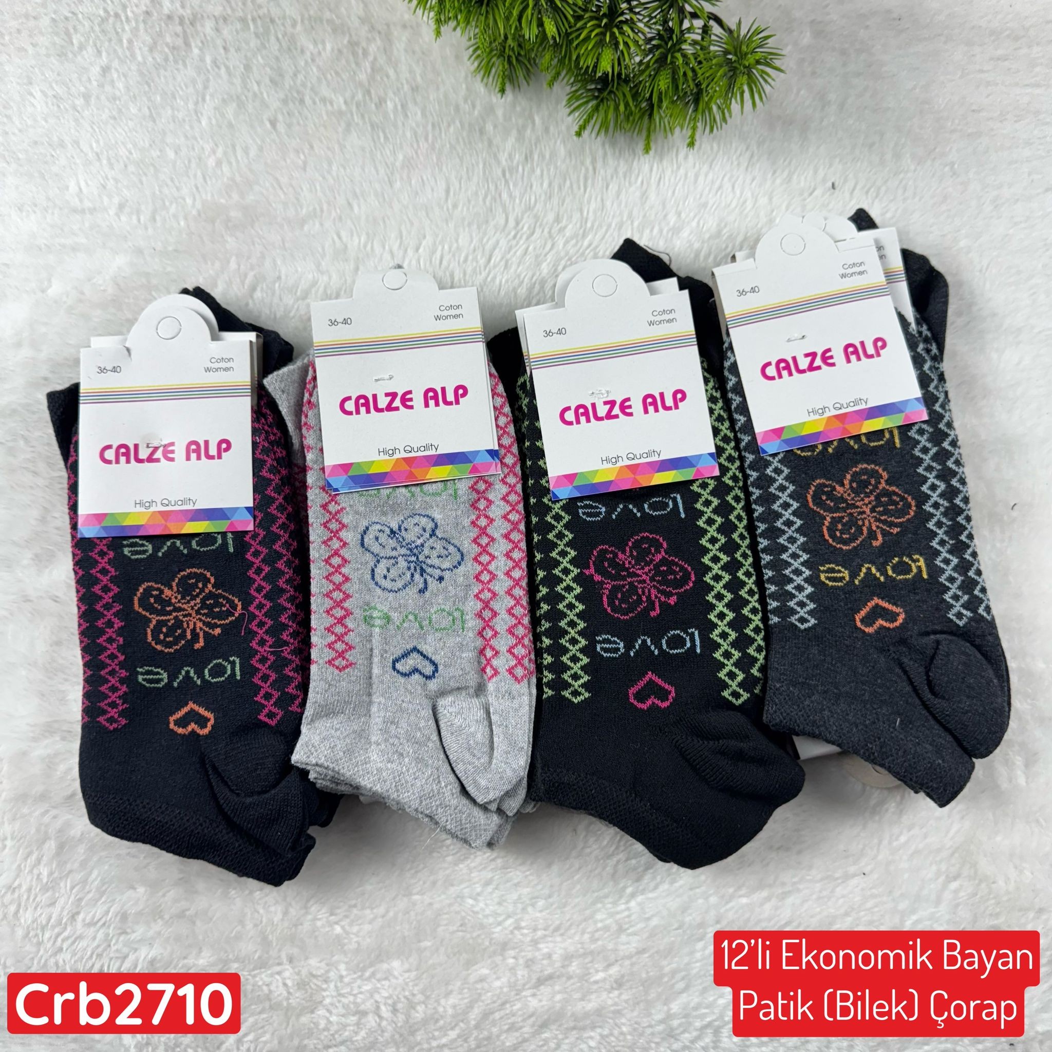 ZV-277 Ekonomik Bayan Patik(Bilek) Çorap 12 ADET