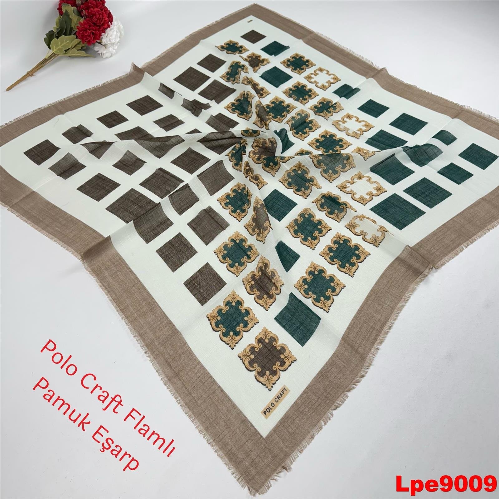 A-0990 Polo Craft Flamlı Pamuk Eşarp