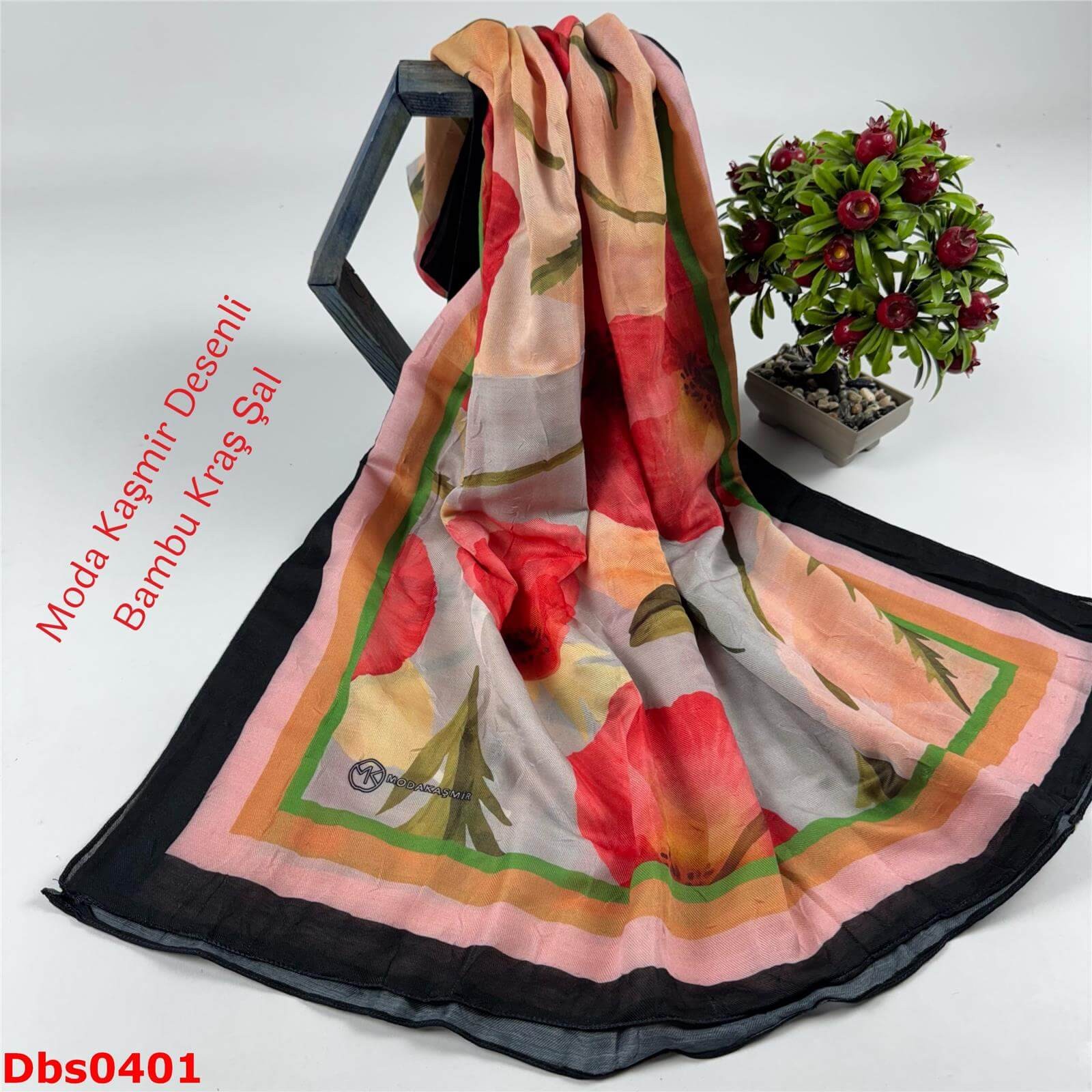 K-174  Moda Kaşmir Desenli Bambu Kraş Şal