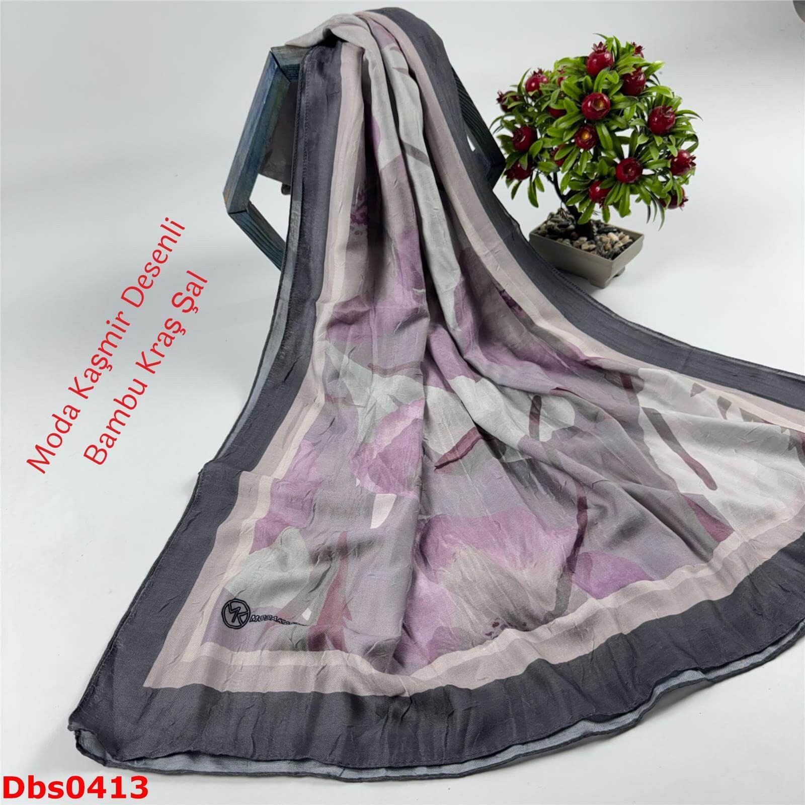K-196  Moda Kaşmir Desenli Bambu Kraş Şal