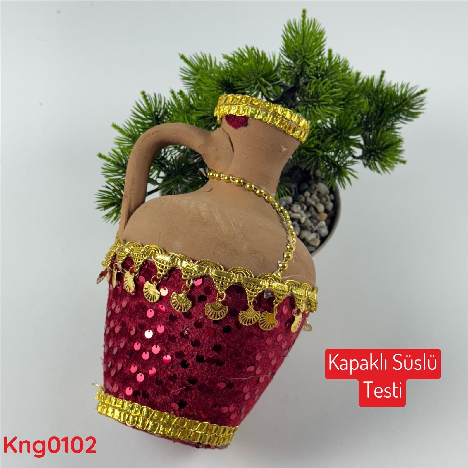 ZV-167 Kapaklı Süslü Testi