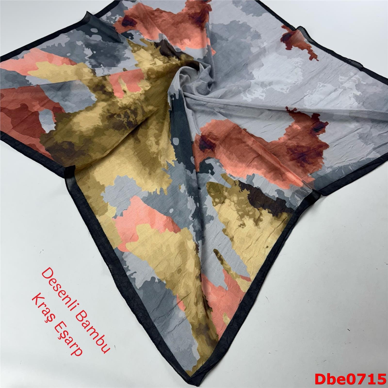 P-130 Desenli Bambu Kraş Eşarp