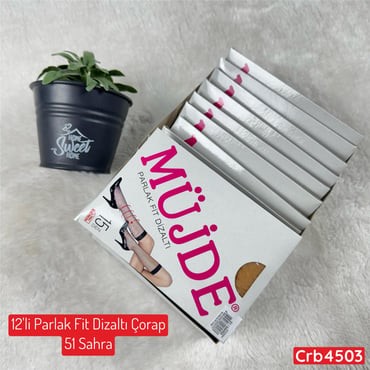 KA-014 12 Adet Parlak Fit Dizaltı Çorap 51 Sahra (15 Denye )