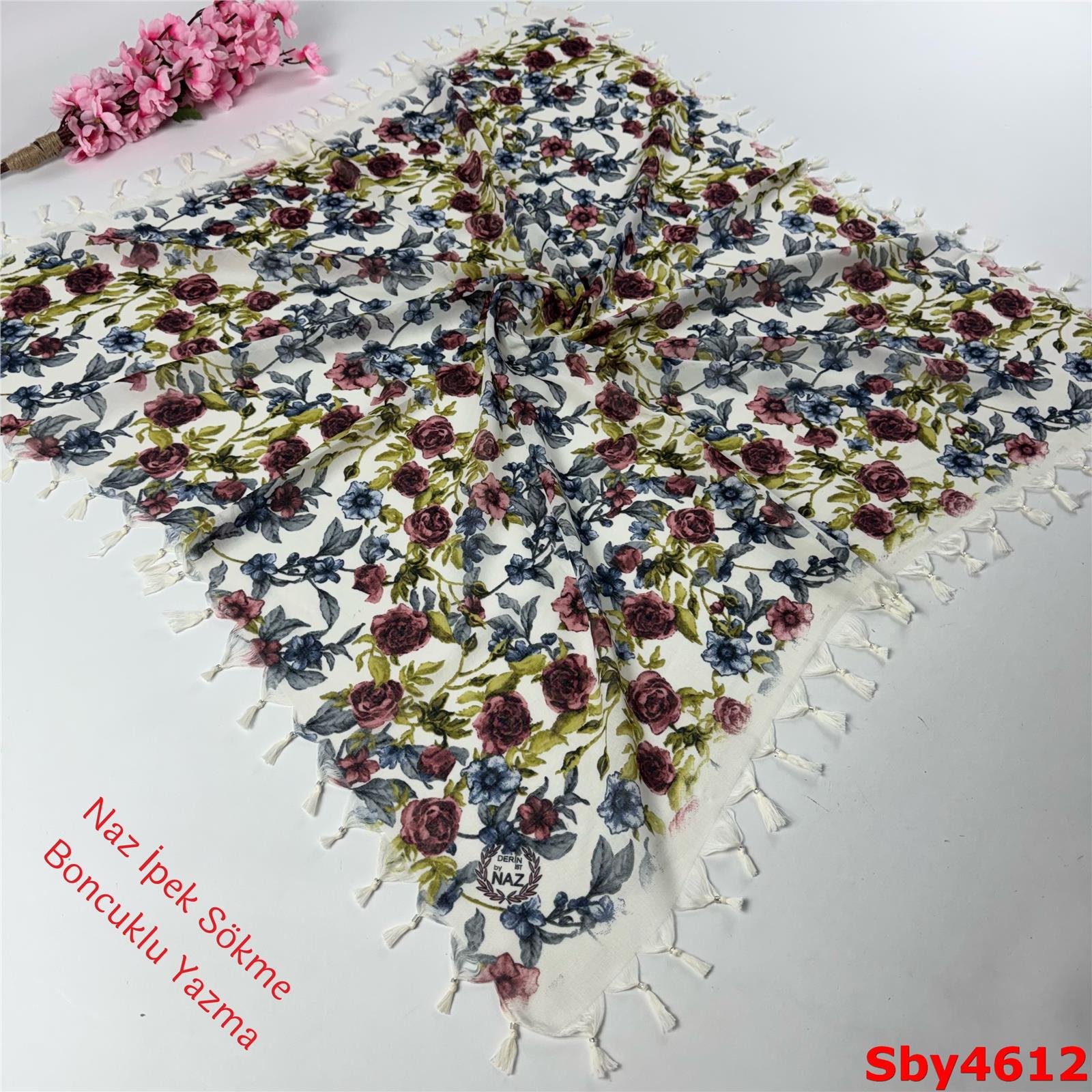 L-213 Naz İpek Sökme Boncuklu Yazma