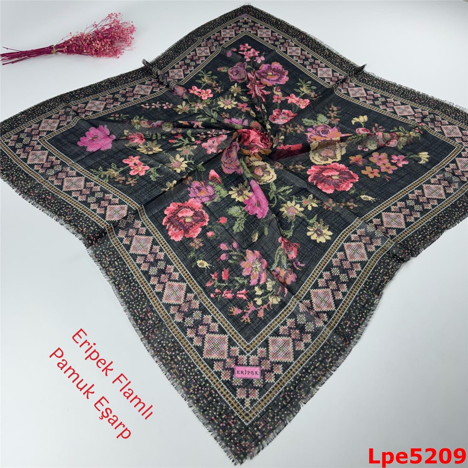 O-121 Eripek Flamlı Pamuk Eşarp