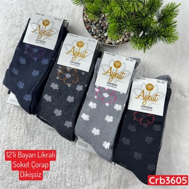 ZV-316 Bayan Likralı Soket Çorap (Dikişsiz) 12 ADET