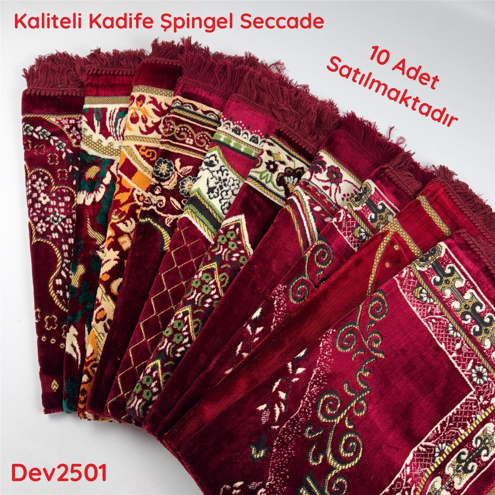 Z-127 10 ADET KARIŞIK KALİTELİ KADİFE ŞPİNGEL SECCADE