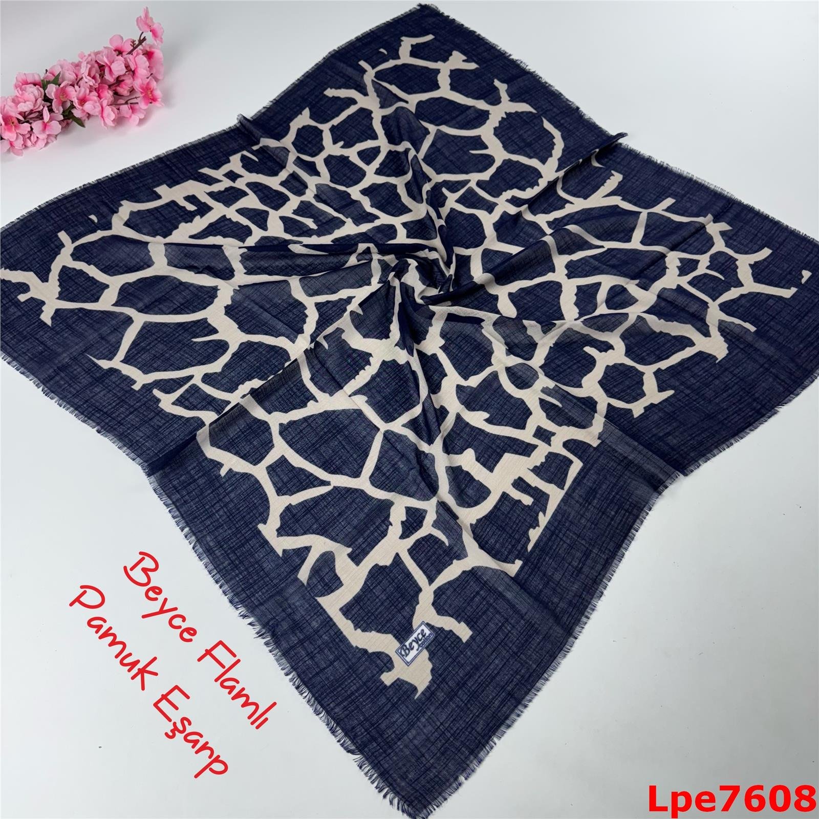 N-015 Beyce Flamlı Pamuk Eşarp