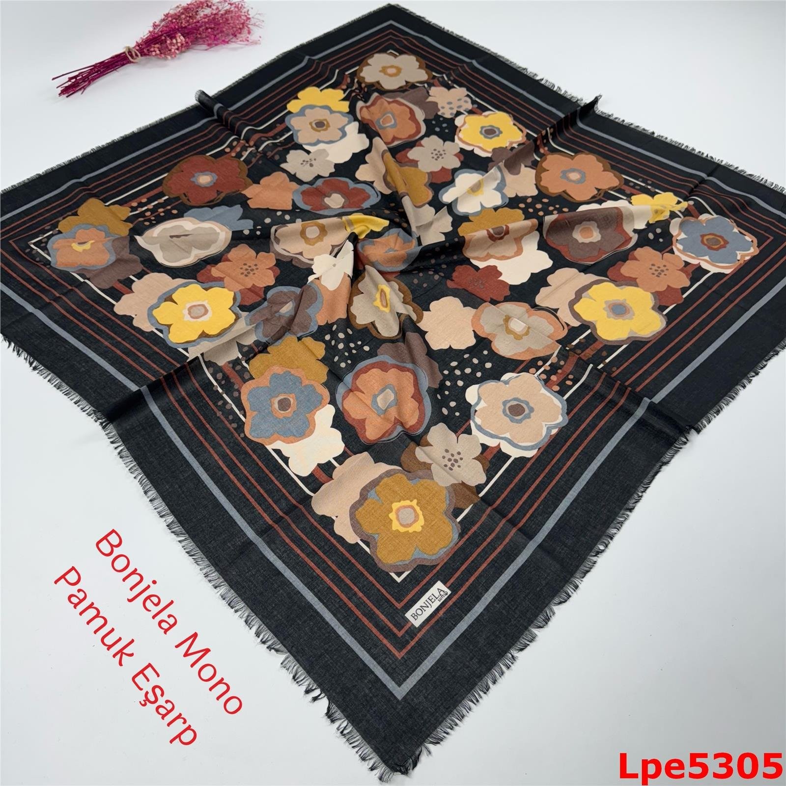 O-018 Bonjela Mono Pamuk Eşarp