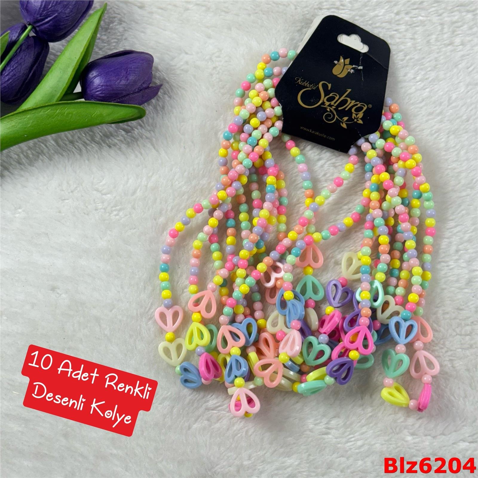 ZE-020 10 Adet Renkli Desenli Kolye
