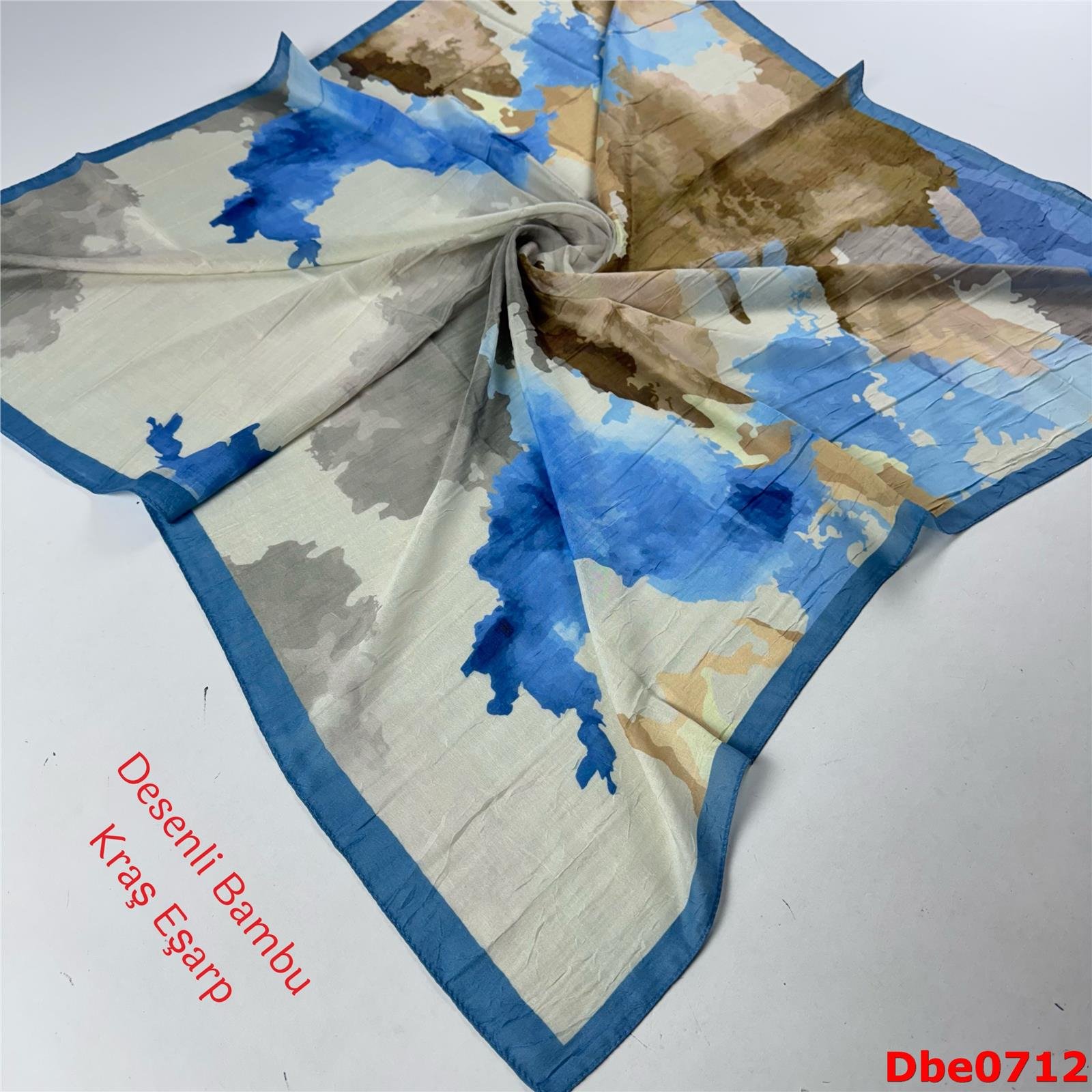 P-107 Desenli Bambu Kraş Eşarp