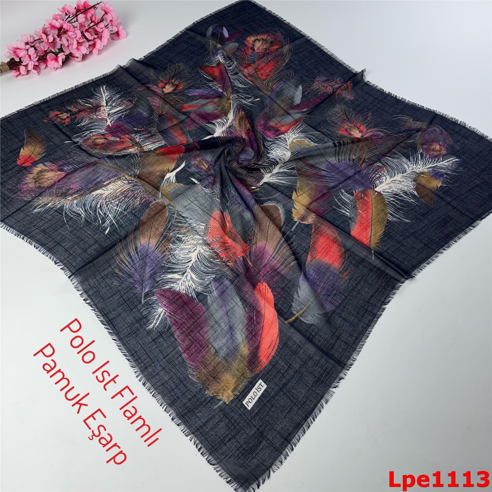 N-167 Polo İst Flamlı Pamuk Eşarp