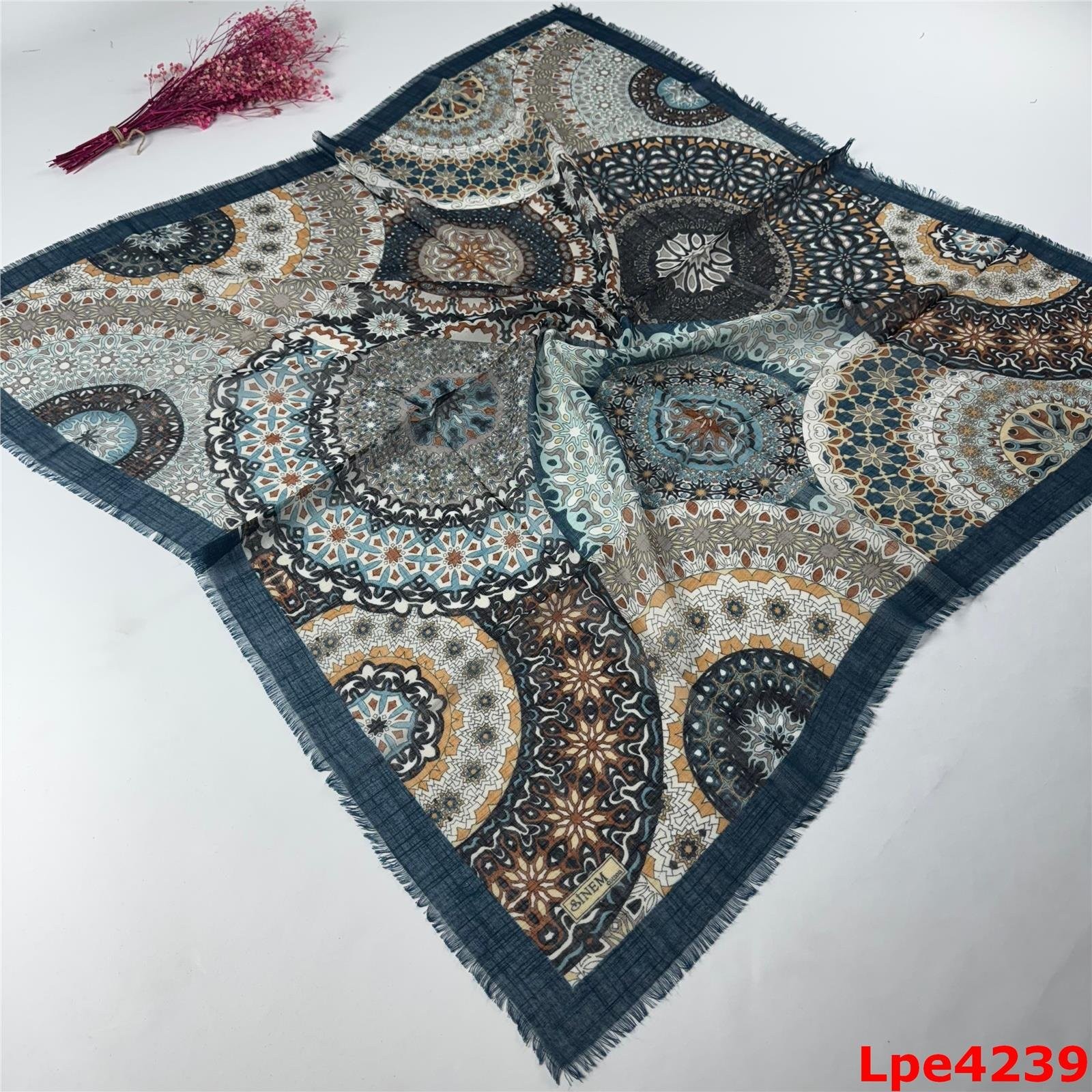 L-039 Flamlı Pamuk Eşarp