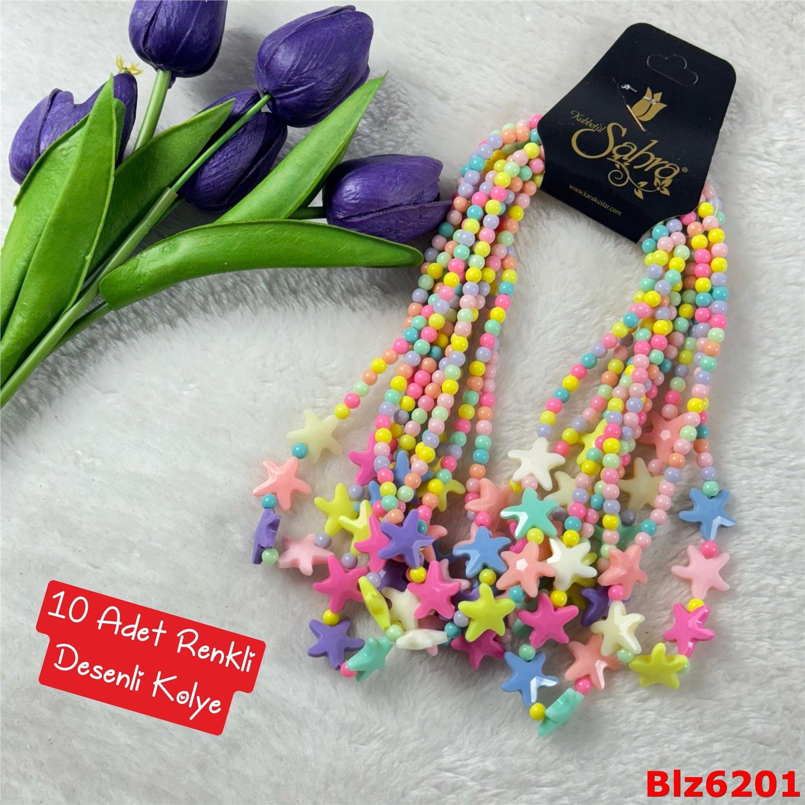 ZE-009 10 Adet Renkli Desenli Kolye