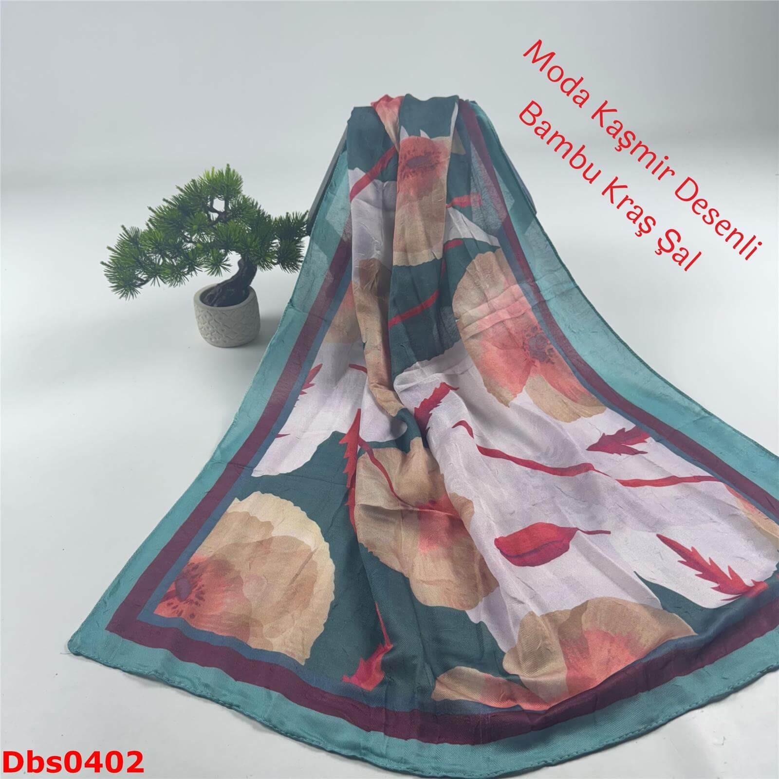 K-176  Moda Kaşmir Desenli Bambu Kraş Şal