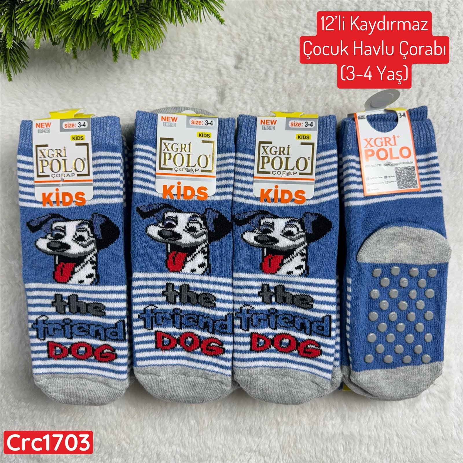 J-005 12'li Kaydırmaz Çocuk Havlu Çorabı (3-4 Yaş)