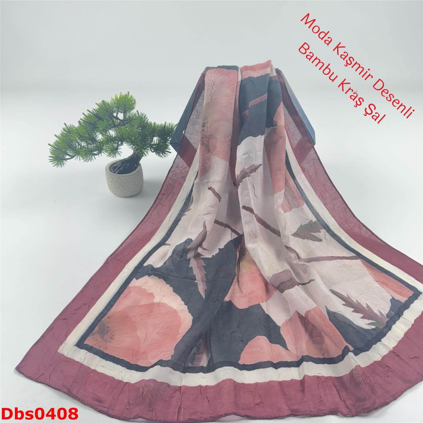 K-186  Moda Kaşmir Desenli Bambu Kraş Şal