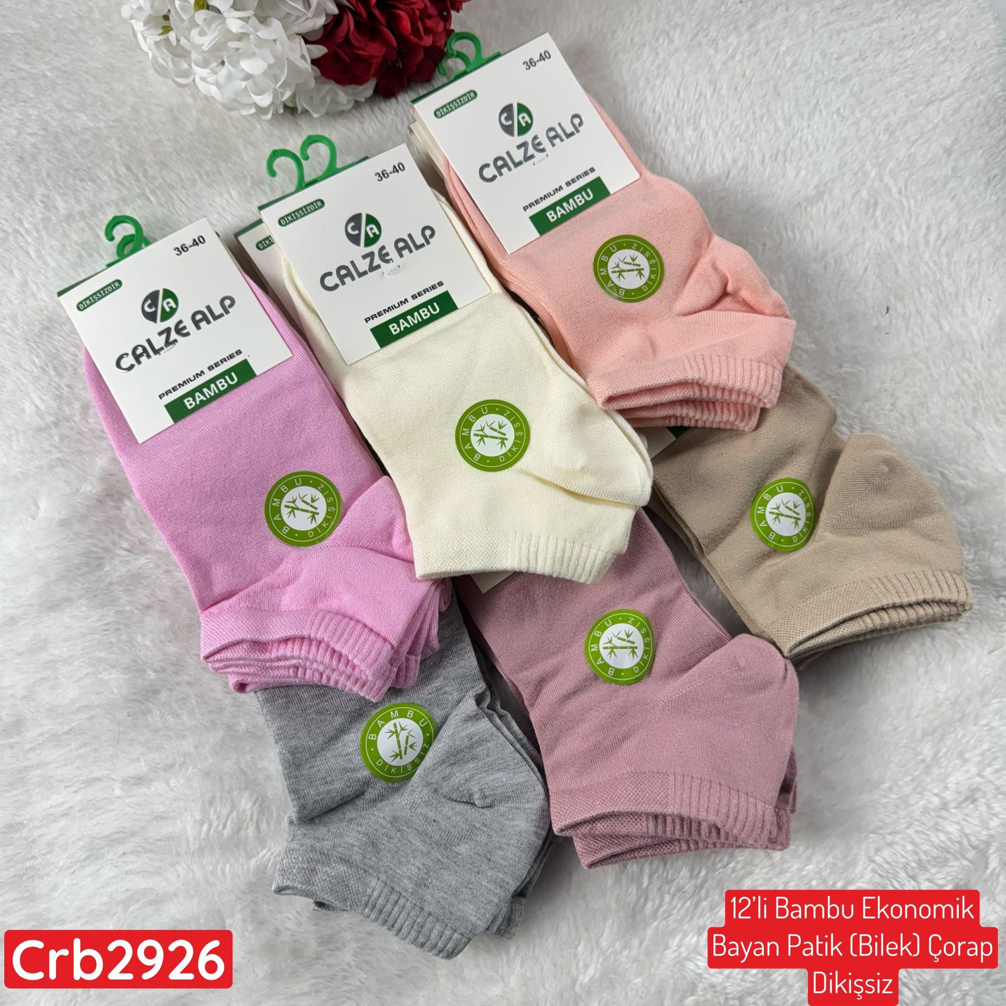 ZV-271 Bambu Bayan Patik(Bilek) Çorap (Dikişsiz) 12 ADET