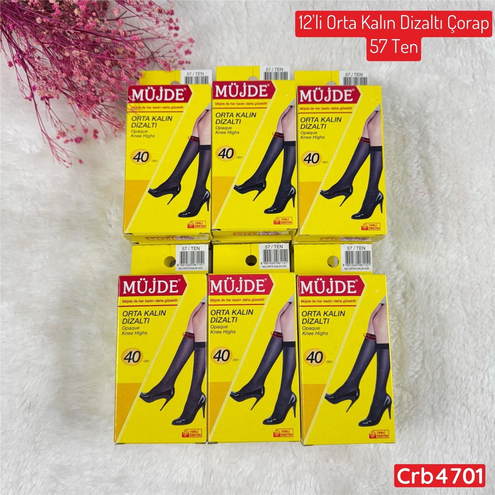 KA-023 12 Adet  Orta Kalın Dizaltı Çorap 57 Ten (40 Denye)