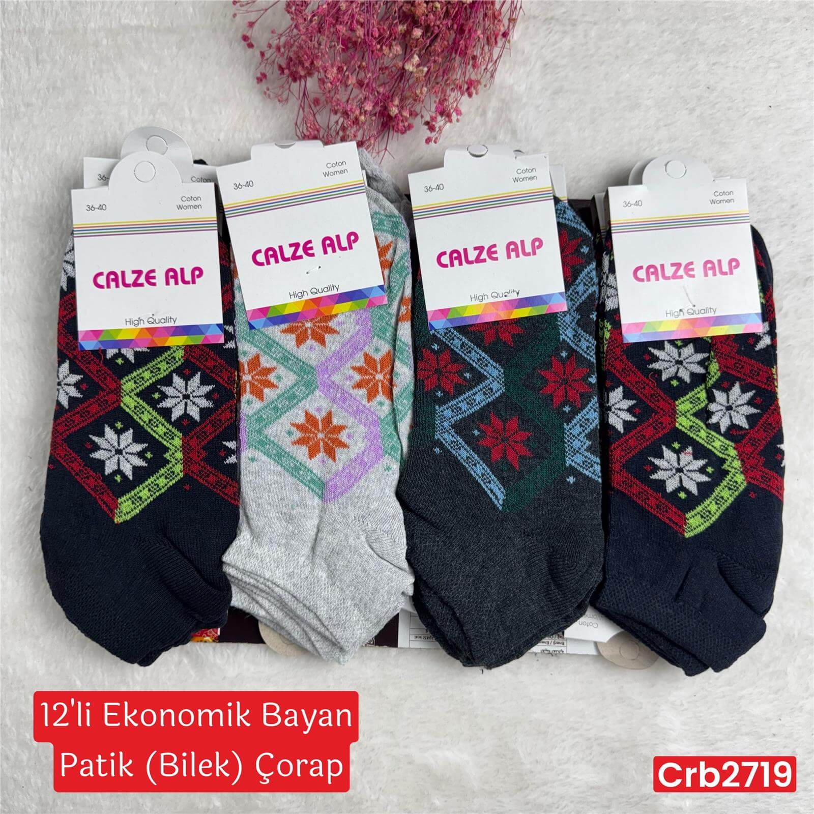 ZV-380 Ekonomik Bayan Patik(Bilek) Çorap 12 ADET