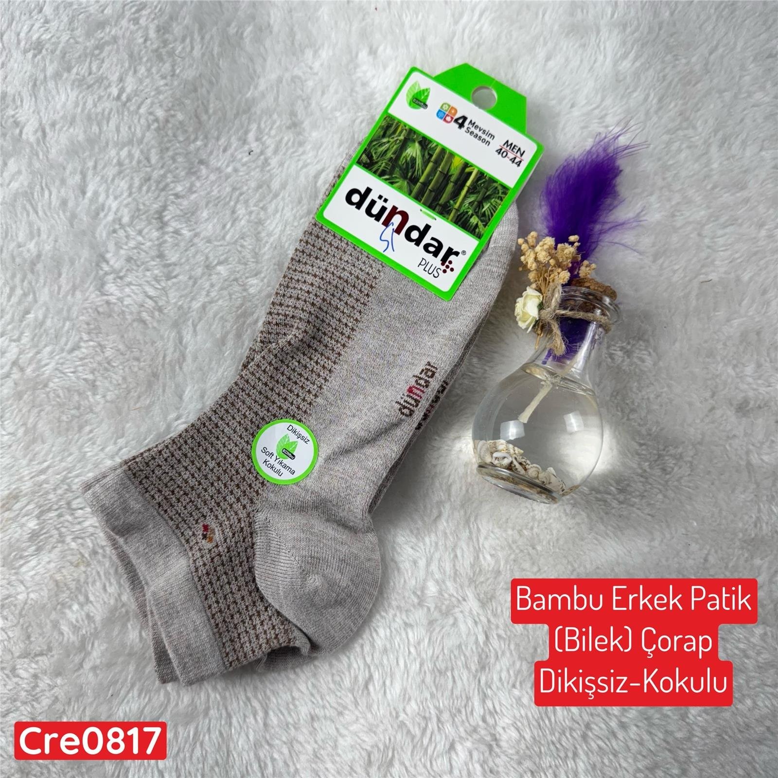 H-015 DÜNDAR Bambu Erkek Patik(Bilek) Çorap(Dikişsiz Parfümlü)