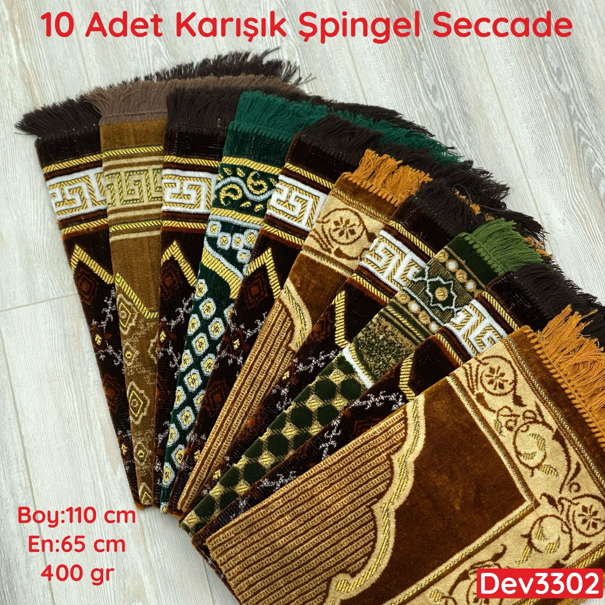 ZV-025 10 ADET KARIŞIK KADİFE ŞPİNGEL SECCADE