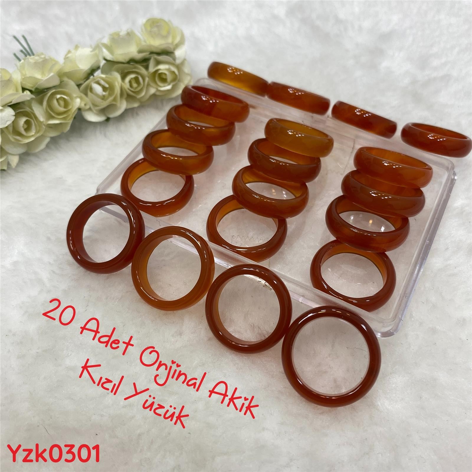 ZD-133 20 Adet Orjinal Akik Yüzük Kızıl