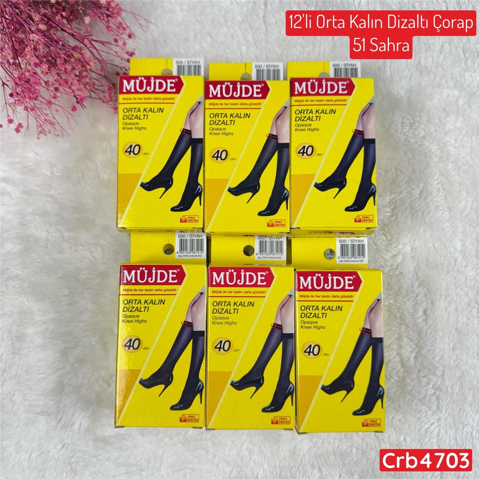 KA-027 12 Adet  Orta Kalın Dizaltı Çorap 51 Sahra (40 Denye)