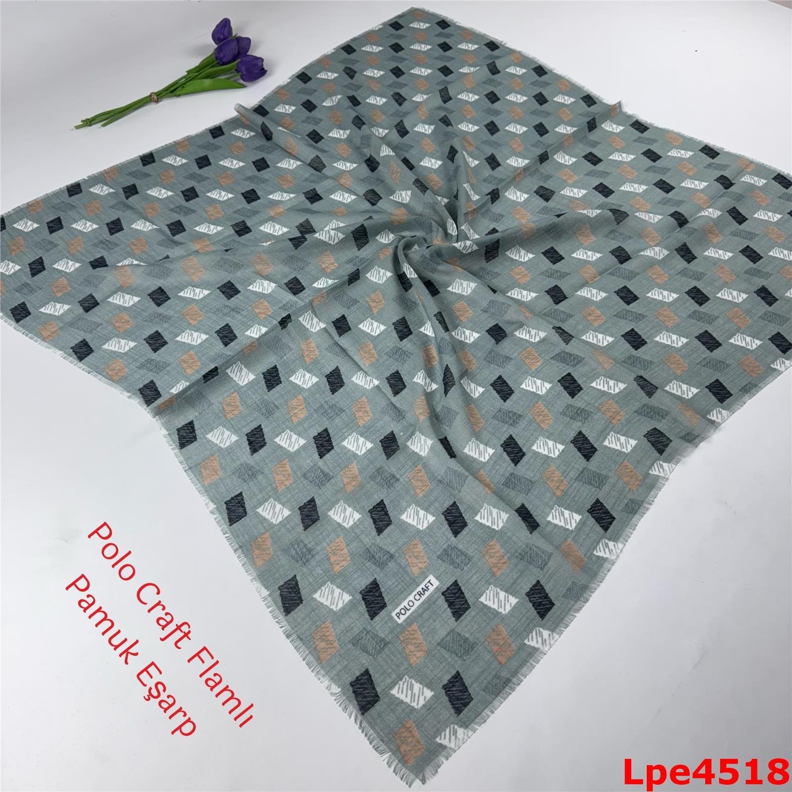 N-165 Polo Craft Flamlı Pamuk Eşarp