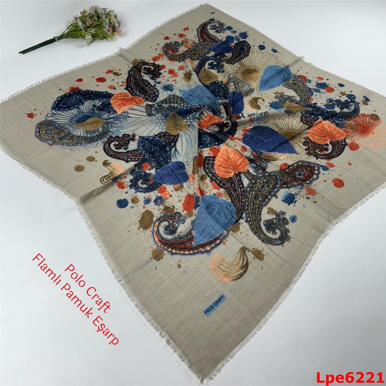 N-056 Polo Craft Flamlı Pamuk Eşarp