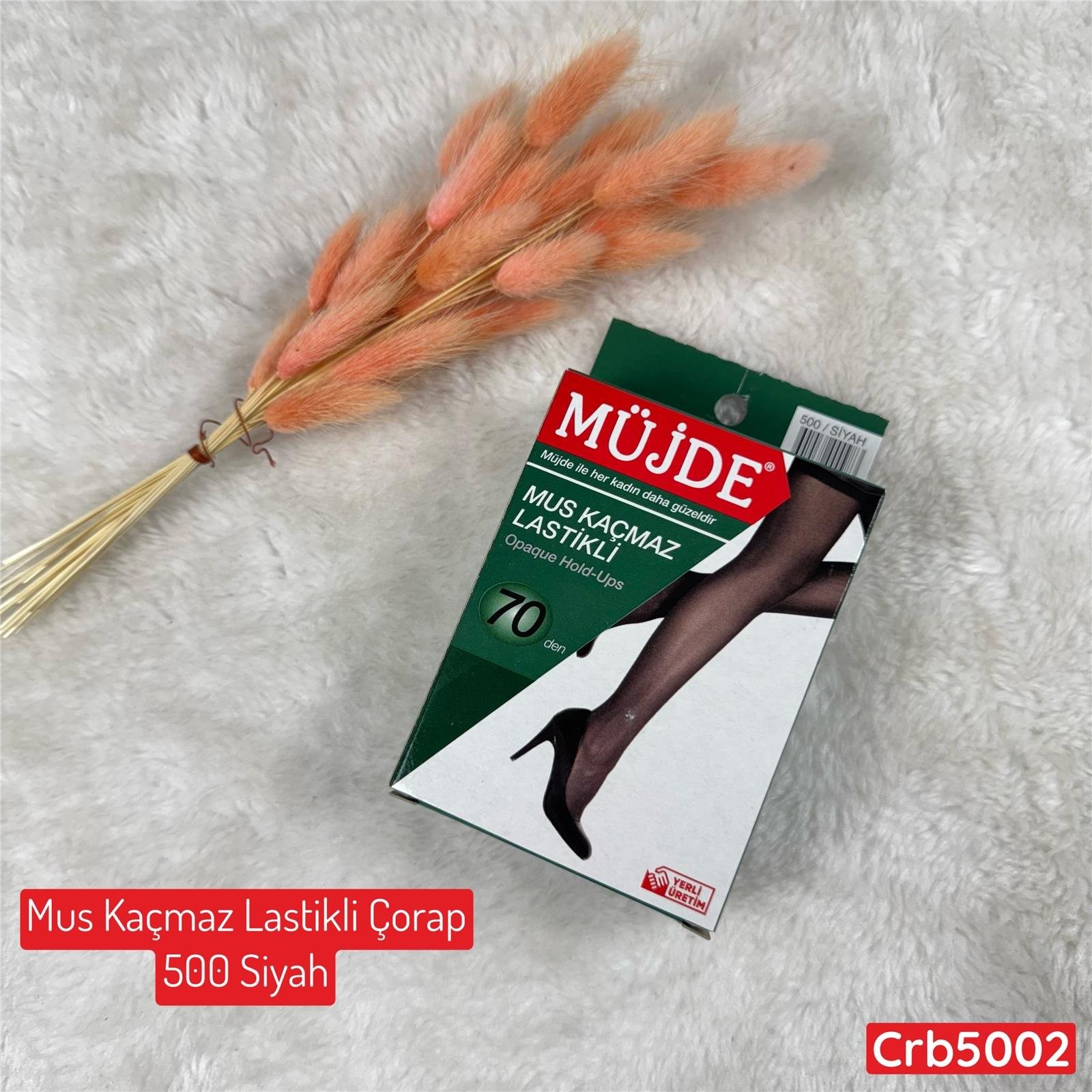 KA-007 Mus Kaçmaz Lastikli Çorap 500 Siyah (70 Denye)