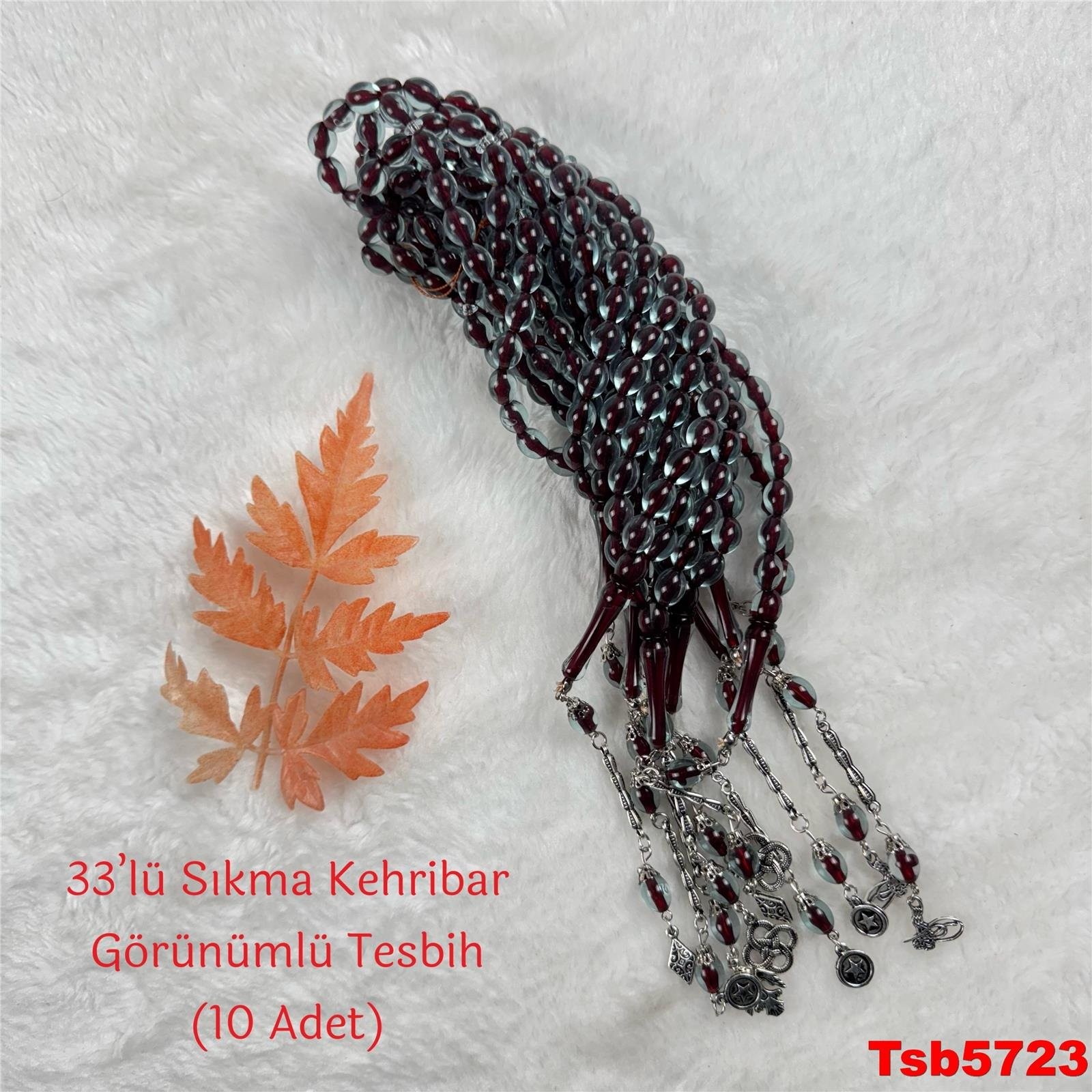 V-442 33'lü Kehribar Görünümlü Tesbih (10 ADET)