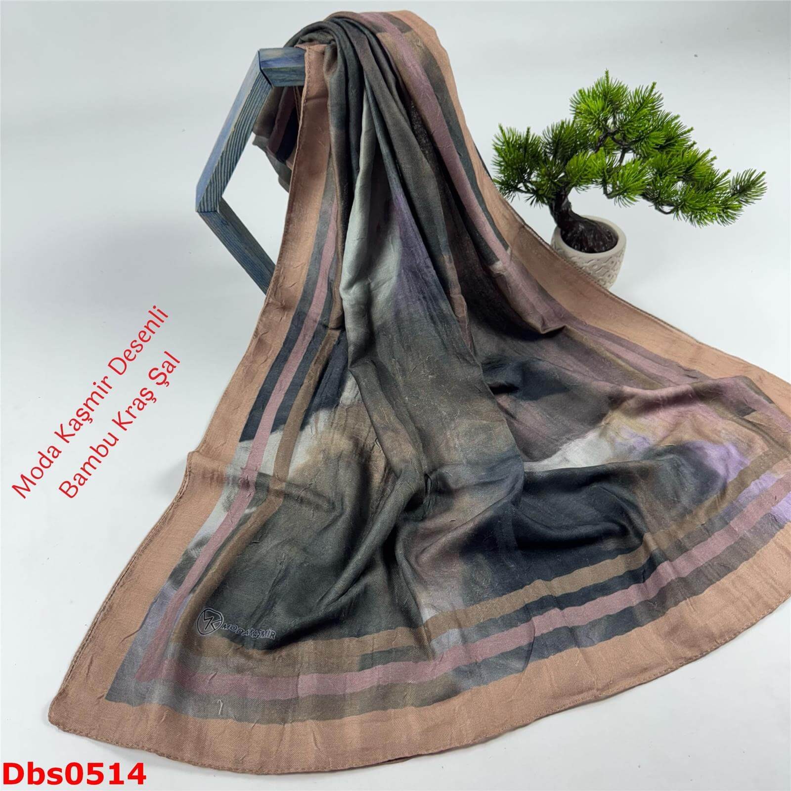 K-156 Moda Kaşmir Desenli Bambu Kraş Şal