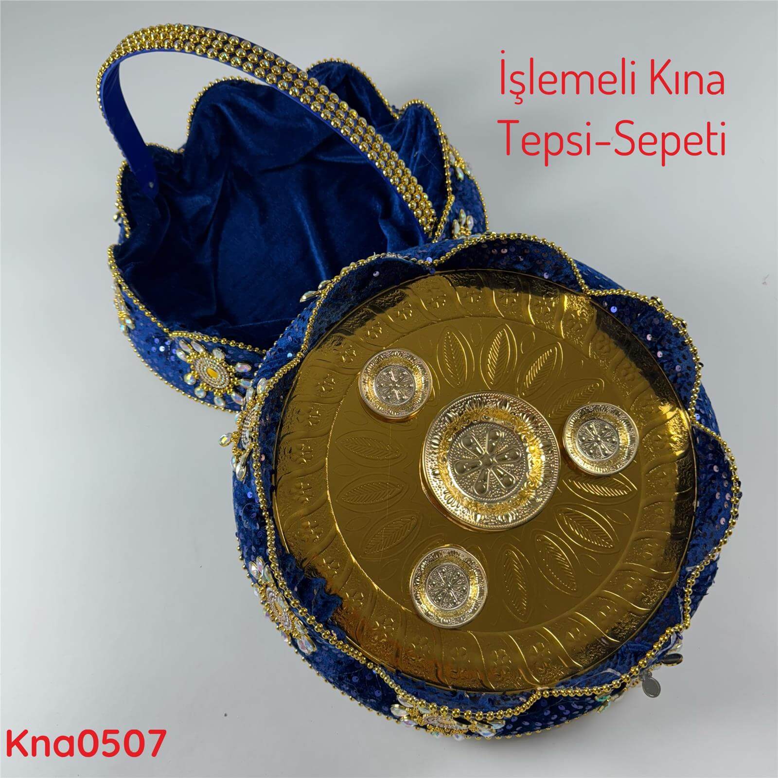DP-075 İşlemeli Kına Tepsi&Sepeti