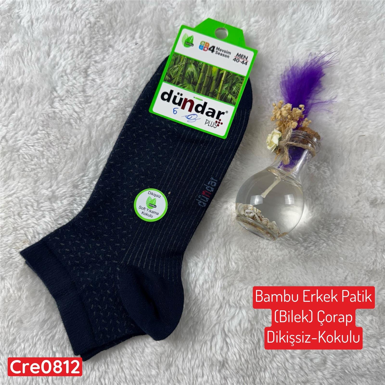 H-009 DÜNDAR Bambu Erkek Patik(Bilek) Çorap(Dikişsiz Parfümlü)