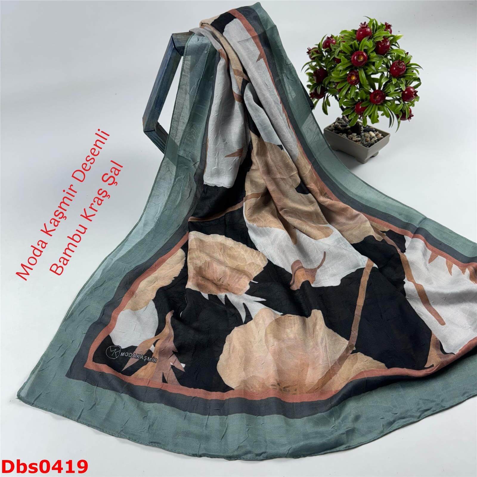 K-242  Moda Kaşmir Desenli Bambu Kraş Şal